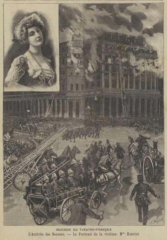 Brann på Theatre-Francais, Paris av Fortune Louis Meaulle