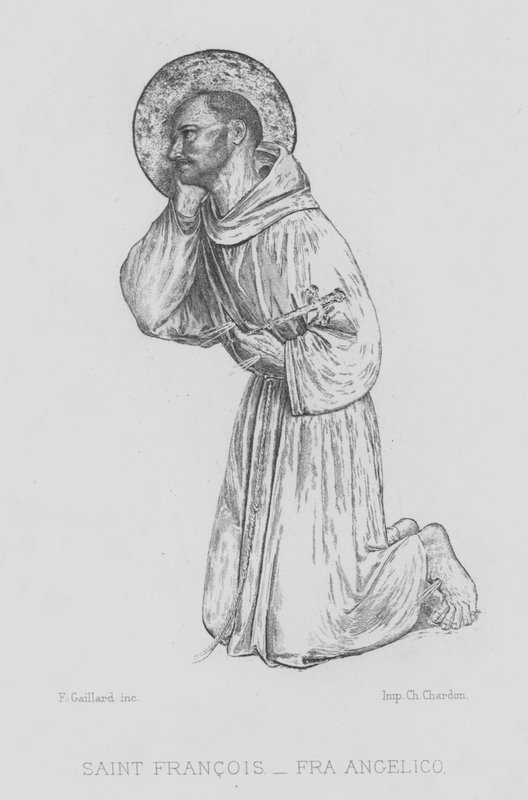 St Frans av Assisi (litho) av Fra (after) Angelico