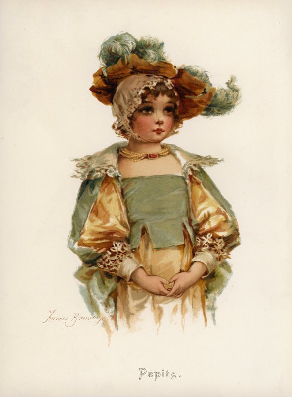 Jenter: Pepita (farge litho) av Frances Brundage
