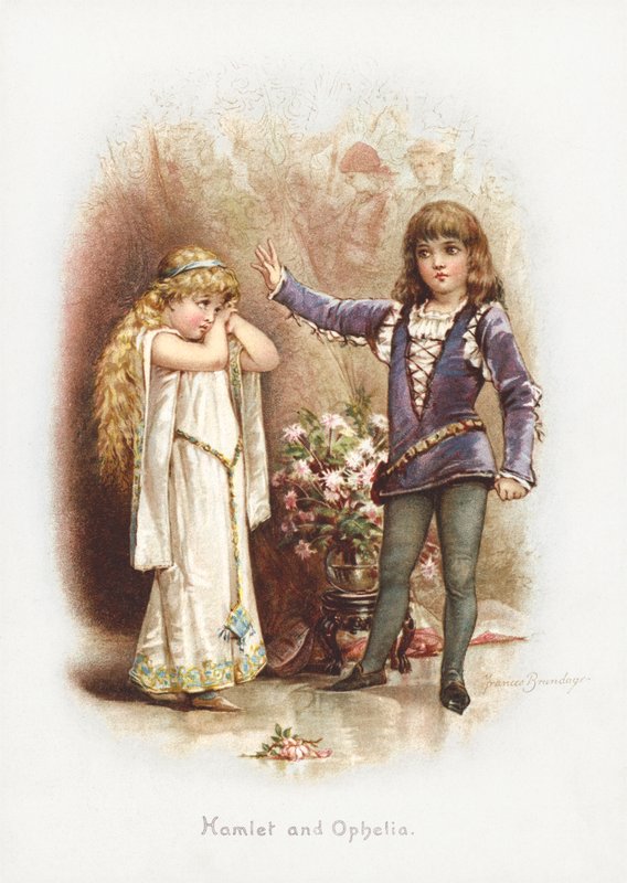 Hamlet og Ophelia (chromolitho) av Frances Brundage
