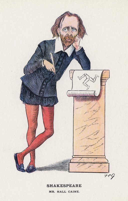 Shakespeare, Mr Hall Caine (farge litho) av Francis Carruthers Gould