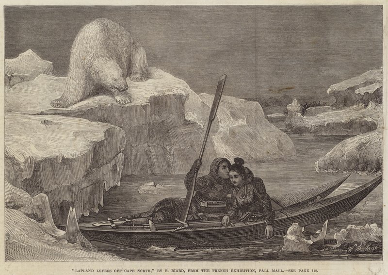 Lapland Lovers utenfor Kapp Nord av François Auguste Biard