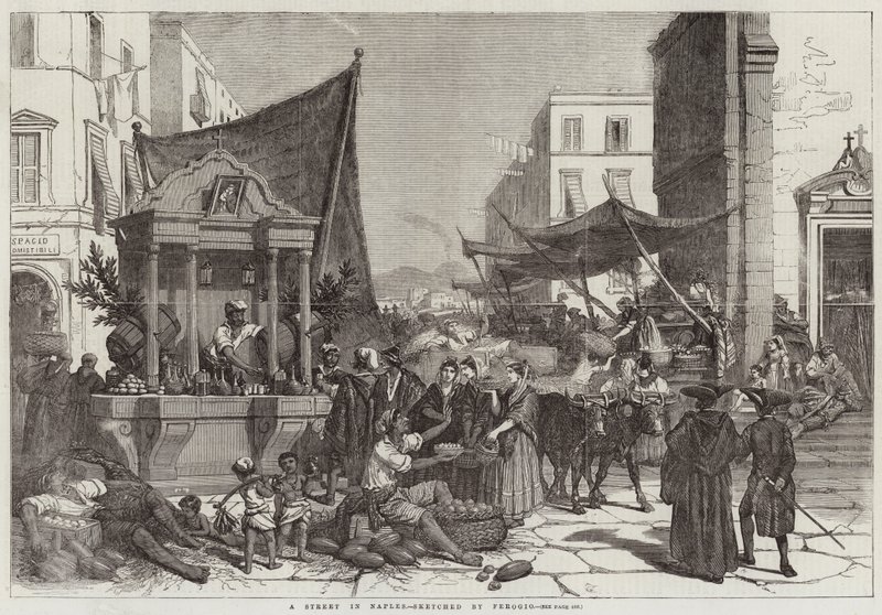 En gate i Napoli av Francois Fortune Antoine Ferogio