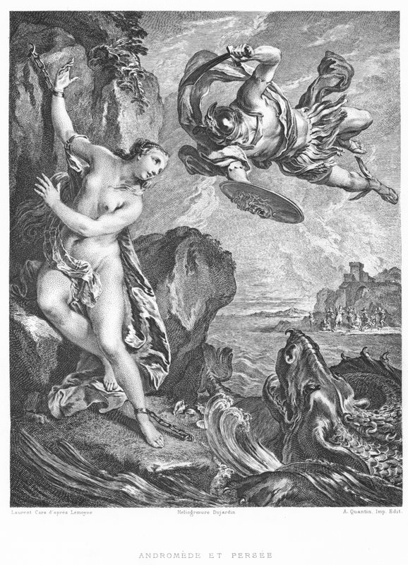 Andromeda og Persee (gravering) av Francois (after) Boucher