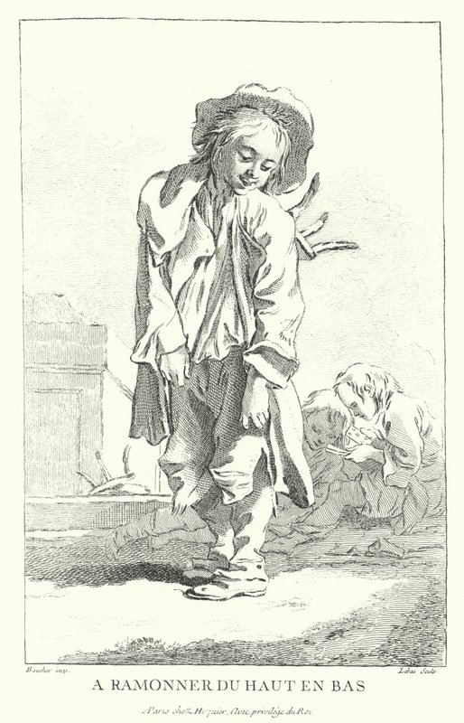 Skorsteinsfeier (gravering) av Francois (after) Boucher