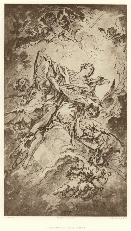 The Assumption of the Virgin (gravering) av Francois (after) Boucher
