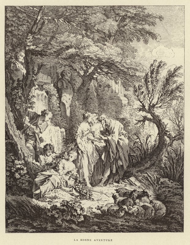 Det gode eventyr (gravering) av Francois (after) Boucher