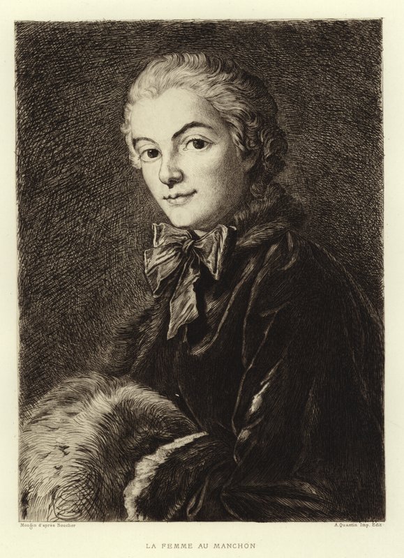 Kvinnen med en muff (gravering) av Francois (after) Boucher