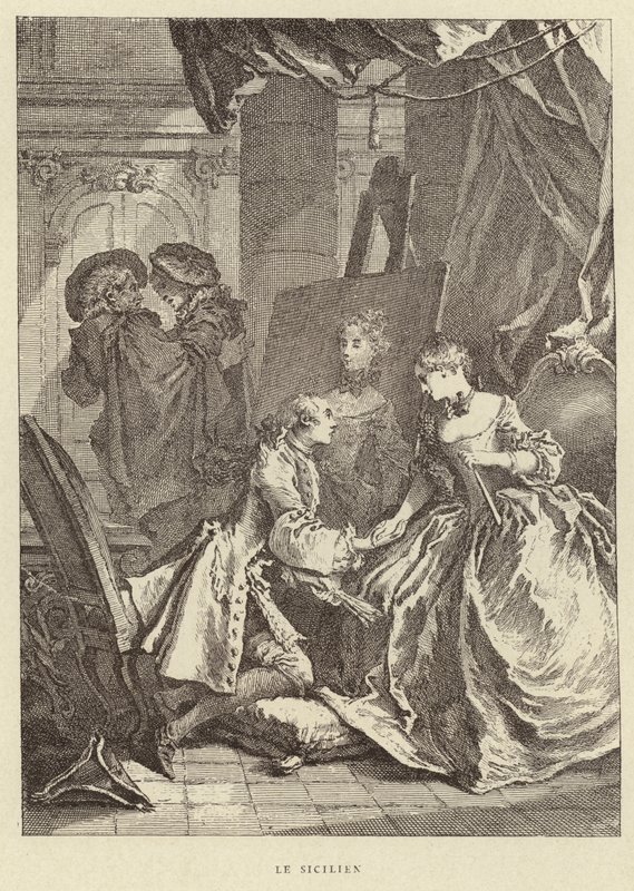 Den sicilianske (gravering) av Francois (after) Boucher