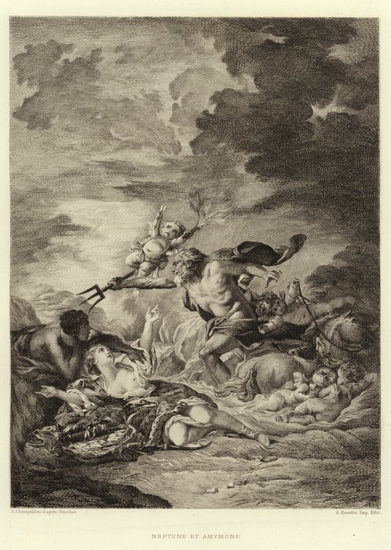 Neptune et Amymone (gravering) av Francois (after) Boucher