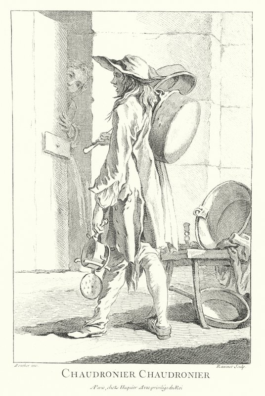 Gryte- og panneselger (gravering) av Francois (after) Boucher