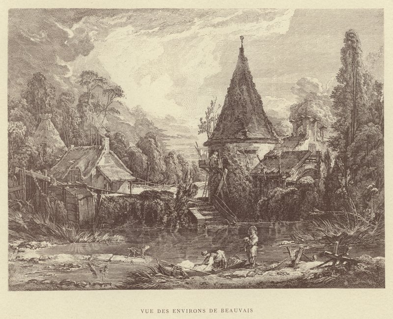 Utsikt over omgivelsene til Beauvais (gravering) av Francois (after) Boucher