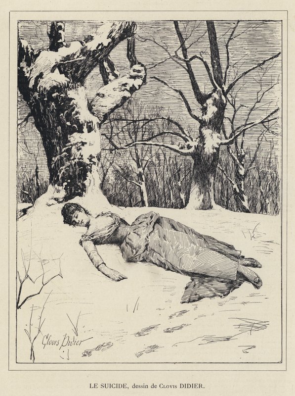 Selvmord (litho) av Francois Auguste Didier Clovis