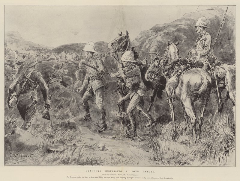 Dragoner som overrasker en Boer Laager av Frank Algenon Stewart