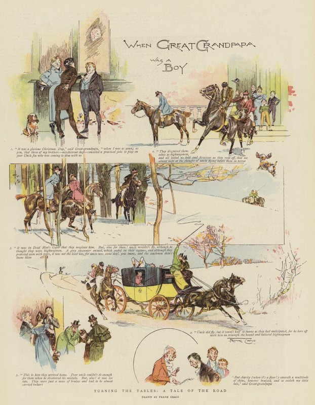 Turning the Tables, a Tale of the Road (chromolitho) av Frank Craig