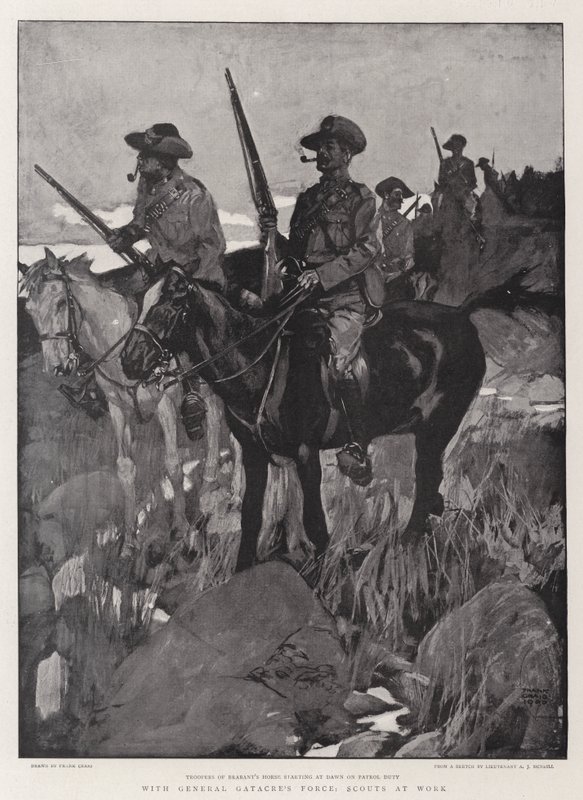 Med General Gatacre's Force, Scouts at Work av Frank Craig