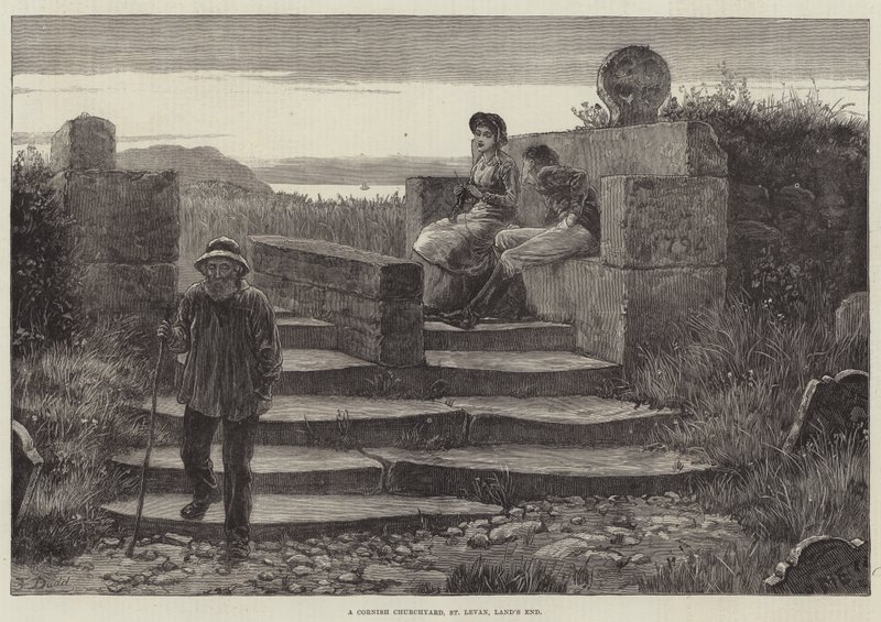 En kornisk kirkegård, St Levan, Lands End av Frank Dadd