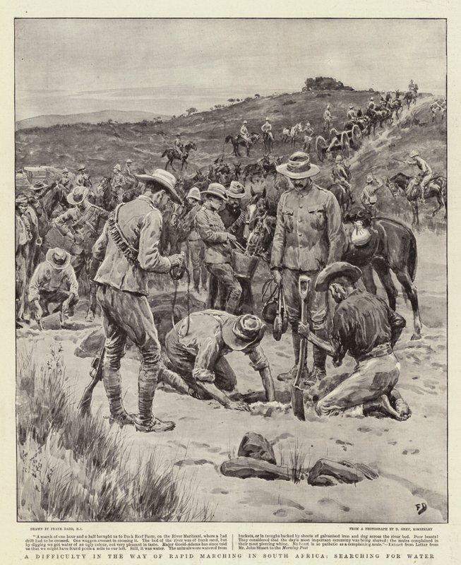 En vanskelighet i veien for rask marsjering i Sør-Afrika, på jakt etter vann av Frank Dadd