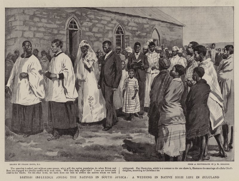 Britisk innflytelse blant de innfødte i Sør-Afrika, et bryllup i Native High Life i Zululand av Frank Dadd