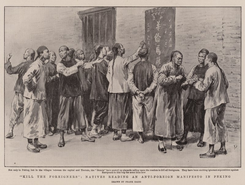 Kill the Foreigners, innfødte som leser et anti-fremmed-manifest i Peking av Frank Dadd
