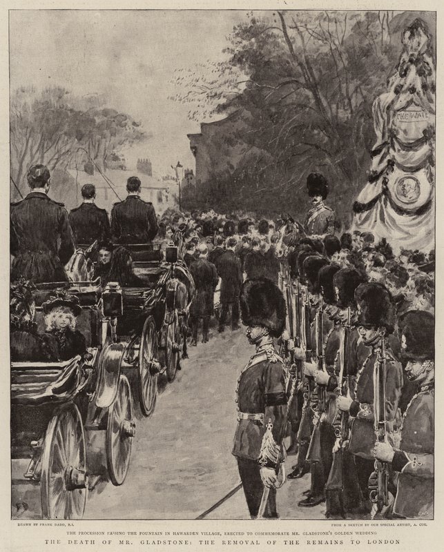 The Death of Mr Gladstone, fjerning av restene til London av Frank Dadd