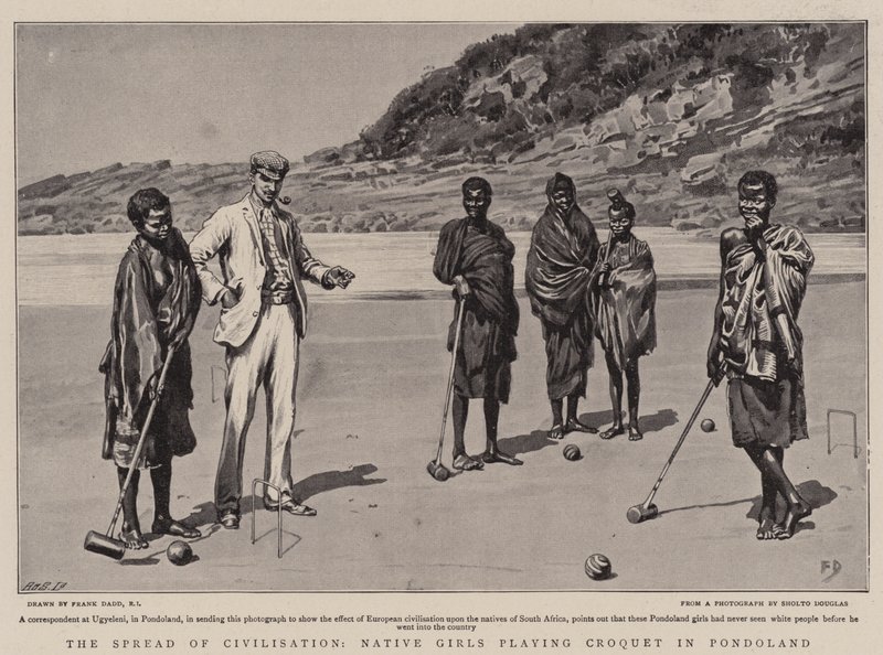 The Spread of Civilization, innfødte jenter som spiller krokket i Pondoland av Frank Dadd