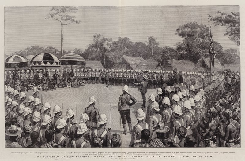 The Submission of King Prempeh, General View of Parade Ground ved Kumassi under Palaver av Frank Dadd