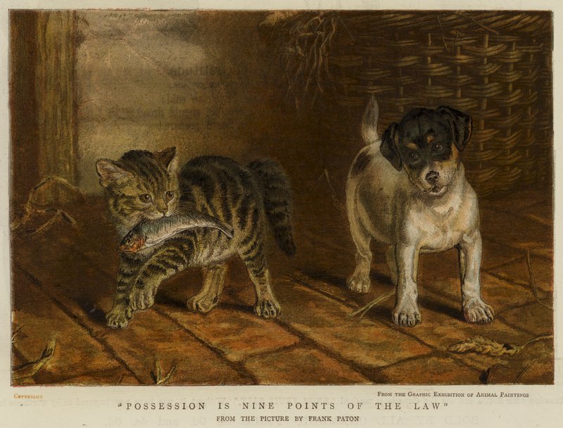 Besittelse er ni punkter i loven (chromolitho) av Frank Paton