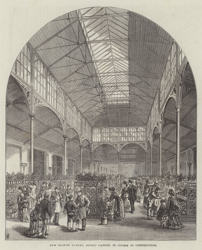 Nytt blomstermarked, Covent Garden, under bygging av Frank Watkins