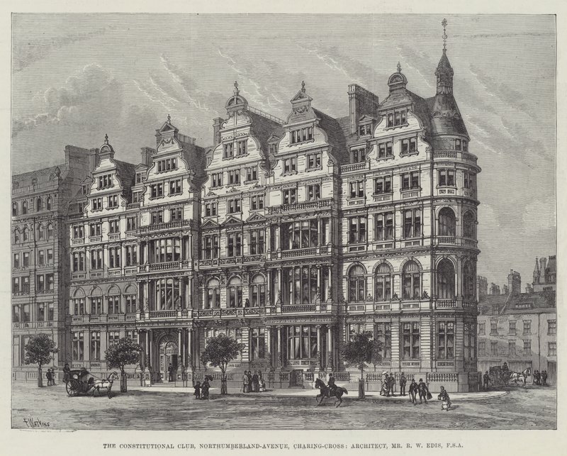 The Constitutional Club, Northumberland-Avenue, Charing-Cross, Architect, Mr RW Edis, FSA av Frank Watkins