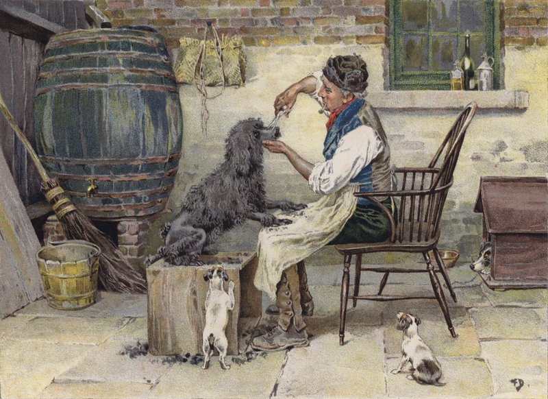 "A Victim of Fashion" (farge litho) av Frank (after) Dadd