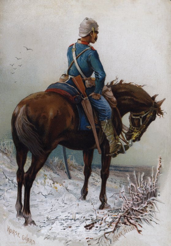 Horse Guard (farge litho) av Frank (after) Feller