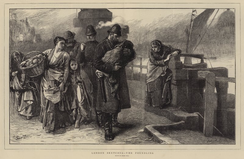 London Sketches, the Foundling (gravering) av Frank (after) Holl