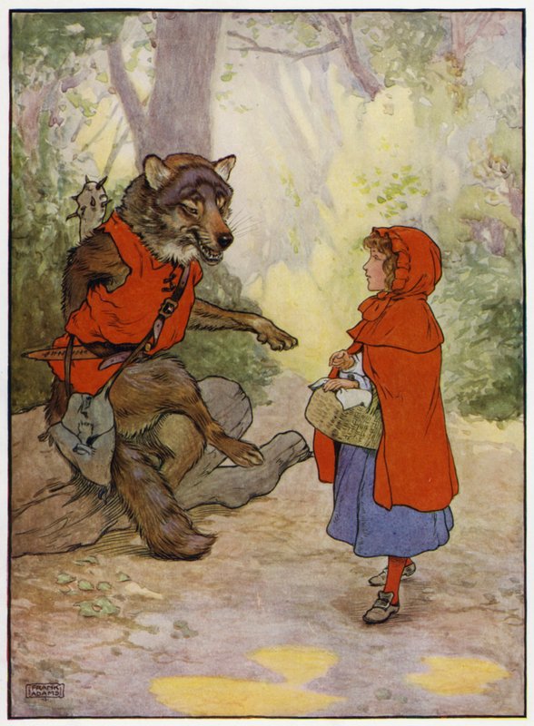 Rødhette (farge litho) av Frank Adams