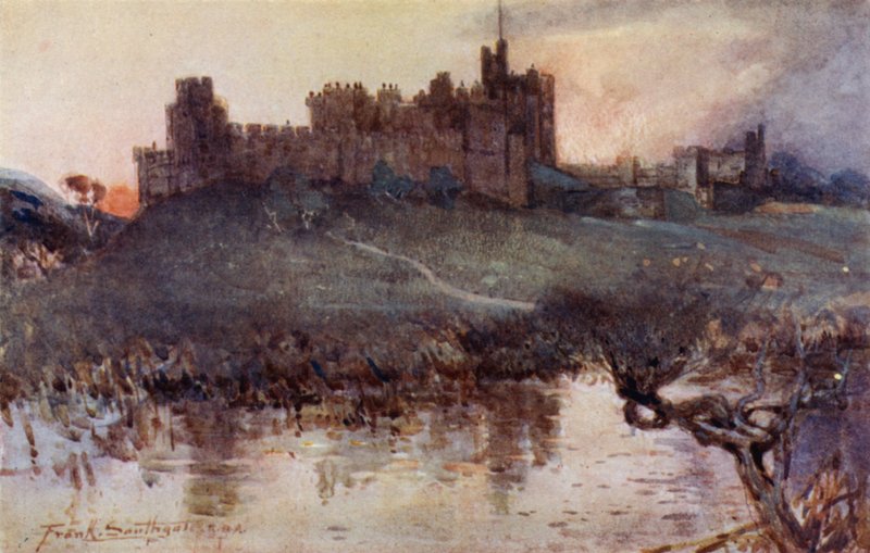 Alnwick Castle (farge litho) av Frank Southgate