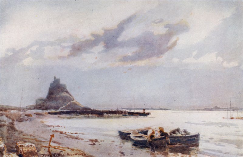 Holy Island (farge litho) av Frank Southgate