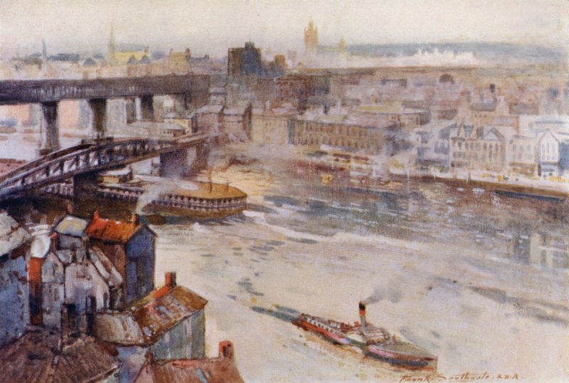 Newcastle-on-Tyne (farge litho) av Frank Southgate