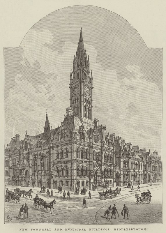 Nytt rådhus og kommunale bygninger, Middlesbrough av Frank Watkins