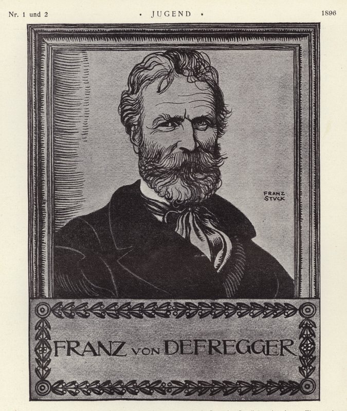 Franz von Defregger , østerriksk kunstner (litho) av Franz von Stuck