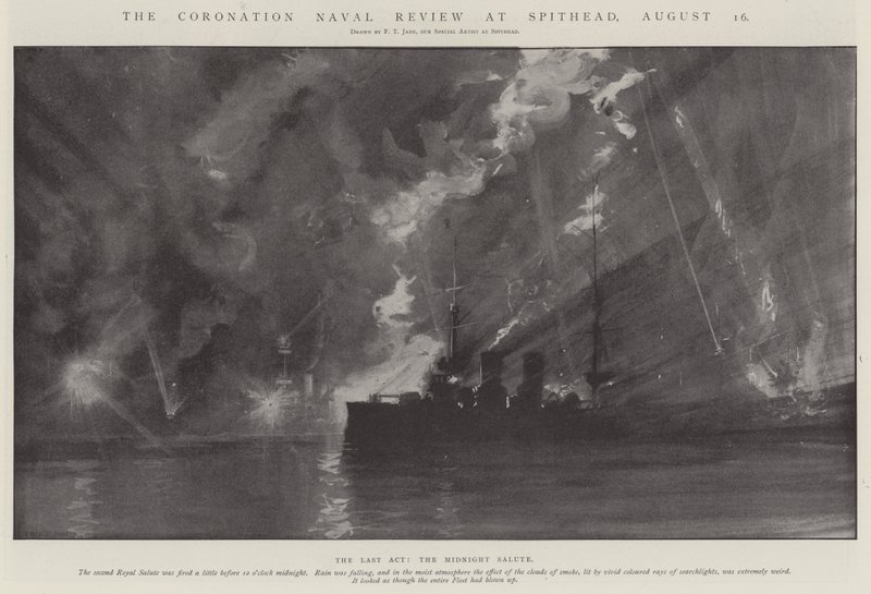 The Coronation Naval Review på Spithead, 16. august av Fred T. Jane