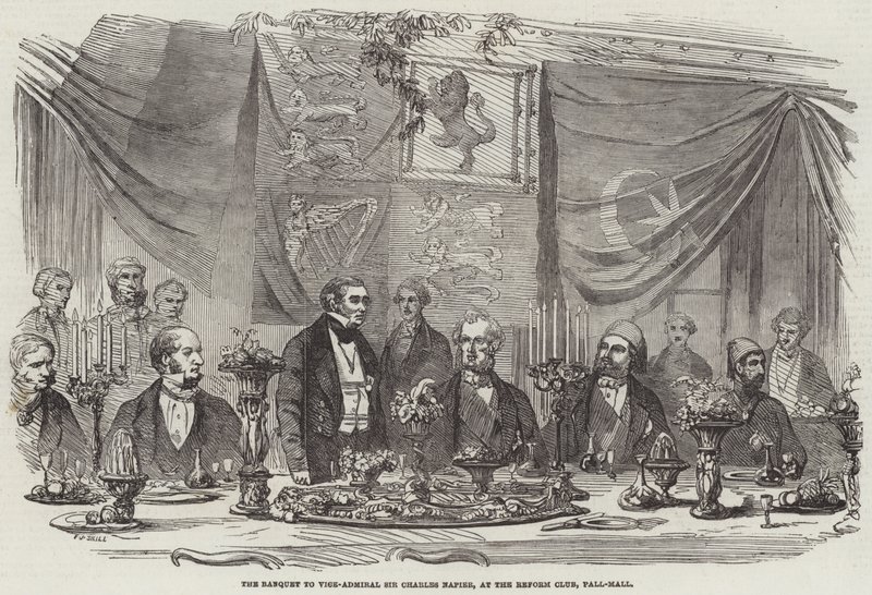 Banketten til viseadmiral Sir Charles Napier, på Reform Club, Pall-Mall av Frederick John Skill