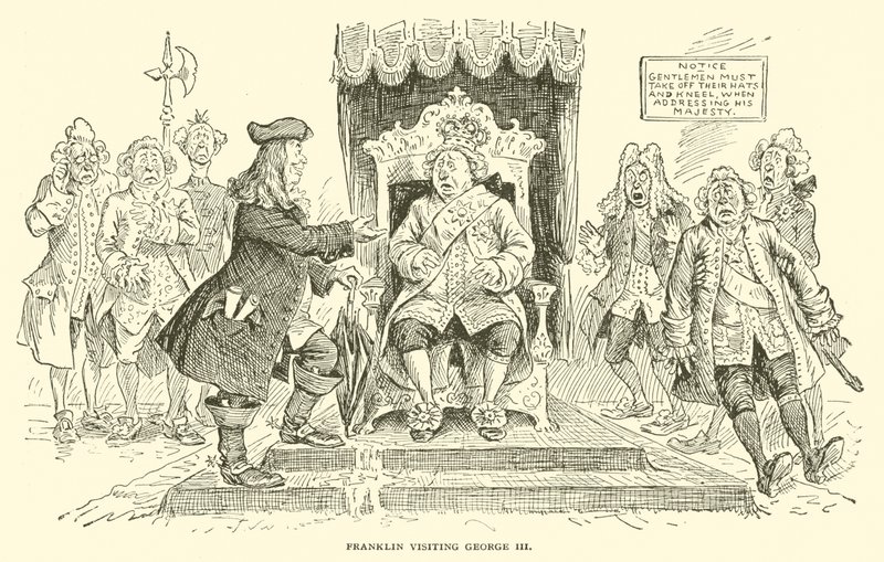 Franklin besøker George III av Frederick Burr Opper