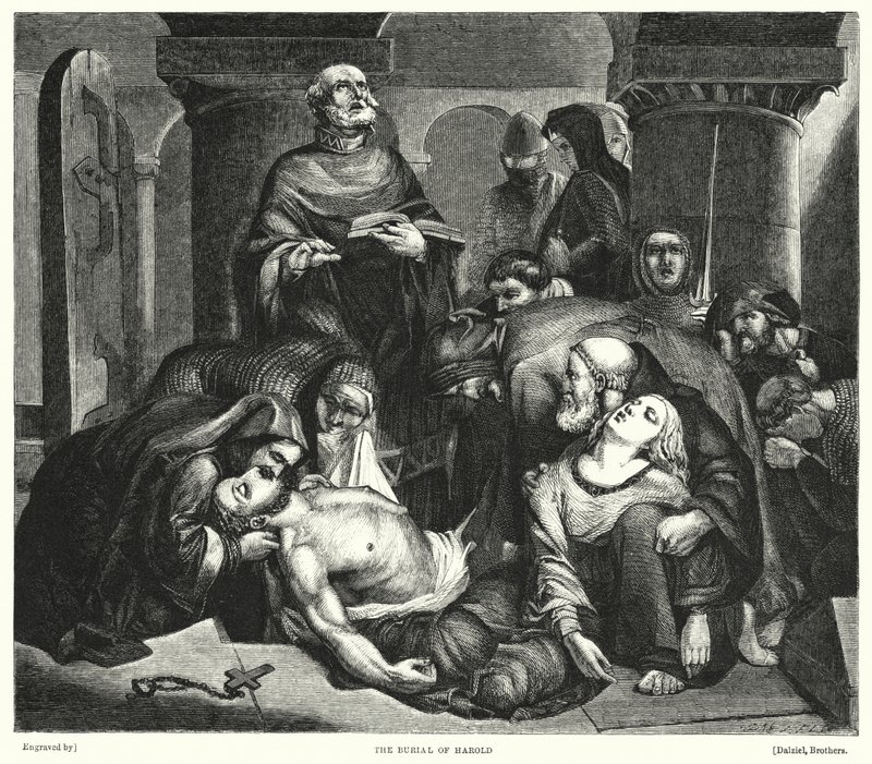 The Burial of Harold (gravering) av Frederick Richard Pickersgill
