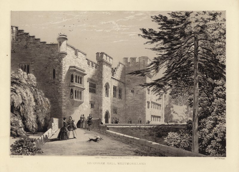 Brougham Hall (lithotint) av Frederick William Hulme