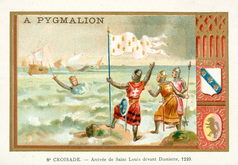 Ankomst av Louis IX av Frankrike før Damietta, 8. korstog, 1249 av French School