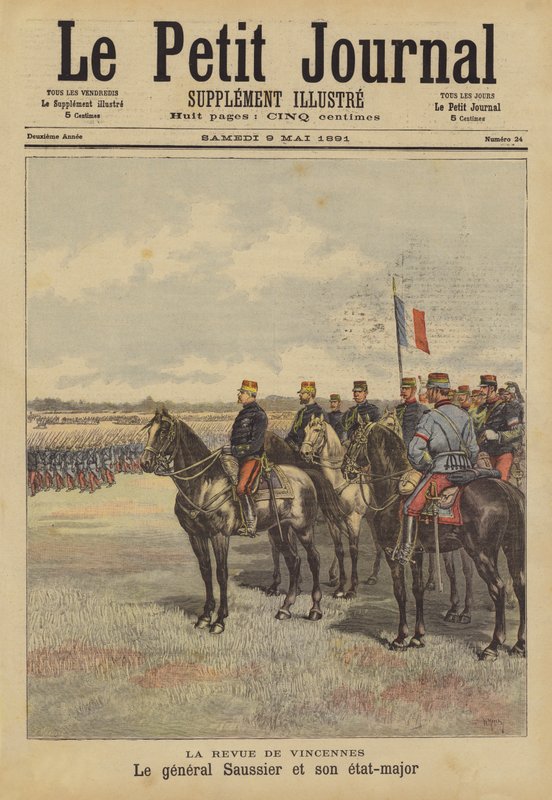 General Saussier og hans stab gjennomgår den franske hæren i Vincennes av French School