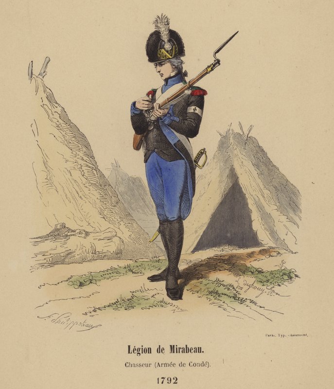 Legion de Mirabeau, Chasseur (Army of Conde), 1792 av French School