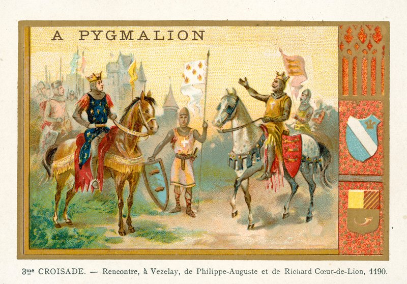 Møte mellom Philip Augustus og Richard Løvehjerte i Vezelay, 3rd Crusade, 1190 av French School
