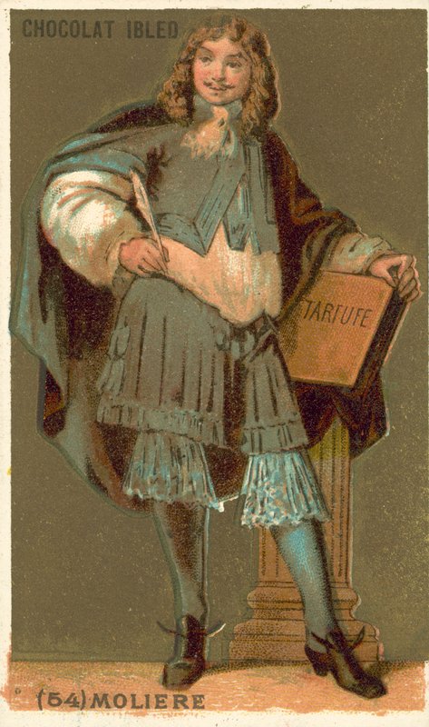 Moliere , fransk dramatiker og skuespiller (chromolitho) av French School