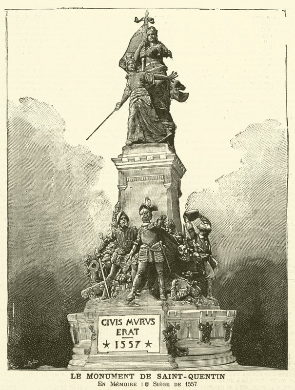 Monument til minne om slaget ved Saint-Quentin, 1557 av French School